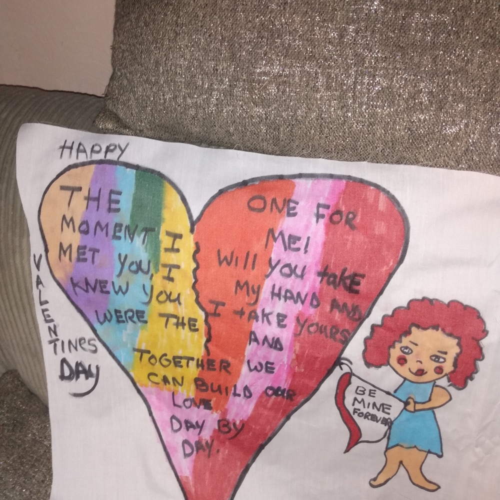 Colorful Valentine's Day Heart Pillow Or Wall Hanging